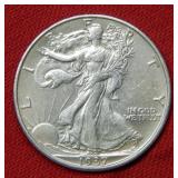 1937 S Walking Liberty Silver Half Dollar Coin