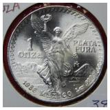 1986 Mexico Silver Onza Coin