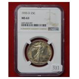 1935 D Walking Liberty Silver Half NGC MS63