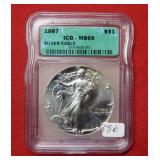 1987 Silver Eagle 1oz ICG MS69