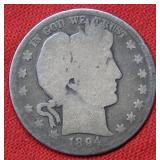 1894 S Barber Silver Half Dollar Coin