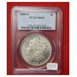 1888 O Morgan Silver Dollar PCGS MS63