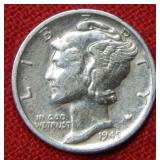 1945 S Mercury Silver Dime - Micro S