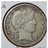 1909 Barber Silver Half Dollar Silver Coin