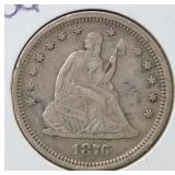 1876 S Seated Liberty Silver Quarter Dollar