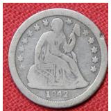 1842 O Seated Liberty Silver Dime