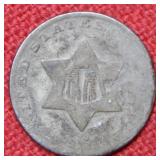 1851 Three Cent Silver Coin Weak Date