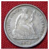 1872 Seated Liberty Silver Half Dime