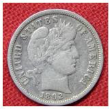 1892 O Barber Silver Dime