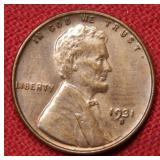 1931 S Lincoln Wheat Cent - Red & Brown