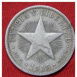 1915 Cuba 50 Centavos Silver Coin