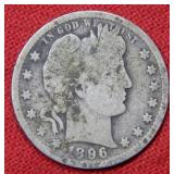 1896 O Barber Silver Quarter