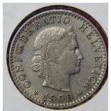 1909 Switzerland 2 OR Coin