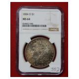 1884 O Morgan Silver Dollar NGC MS64