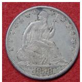 1858 O Seated Liberty Silver Half Dollar -No Motto
