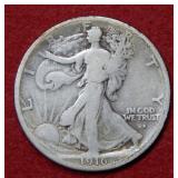 1916 S Walking Liberty Silver Half Dollar Coin