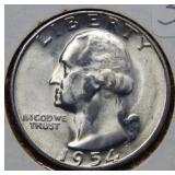 1954 S Washington Silver Quarter