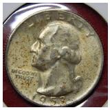 1953 S Washington Silver Quarter