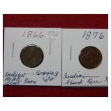 1866 & 1876 Indian Head Cents