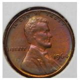 1964 D Lincoln Cent - Rainbow Toning