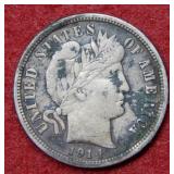 1914 D Barber Silver Dime