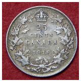 1918 Canada Silver Quarter