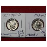 1941 D&S Mercury Silver Dimes