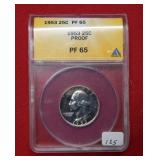 1953 Washington Silver Quarter ANACS Proof 65