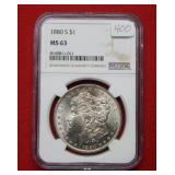 1880 S Morgan Silver Dollar MS63