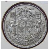 1951 Canadian Silver Half Dollar Coin