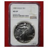 1989 Silver Eagle 1oz NGC MS69