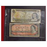 Canada $1 & $2 Notes - circulated