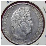 1846W France 5 Frank Coin