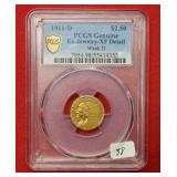 1911 D $2.50 Gold Coin PCGS Genuine XF Details