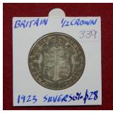 1923 Great Britain Silver 1/2 Crown Coin