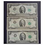 (3) 1976 $2 Federal Reserve Notes - circulated