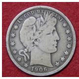 1906 Barber Silver Half Dollar Coin