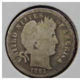 1893 O Barber Silver Dime