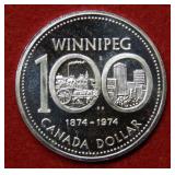 1974 Winnipeg Canada Silver Dollar