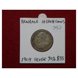 1904 Panama Silver 10 Centavos Coin