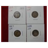 1883-86-87 & 1888 Seated Liberty Silver Dimes