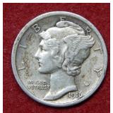 1916 Mercury Silver Dime  - First Year