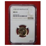 1938 D/D Buffalo Nickel NGC MS64