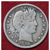 1896 Barber Silver Quarter Coin