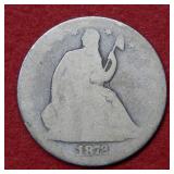 1872 CC Seated Liberty Silver Half Dollar