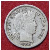 1906 O Barber Silver Dime