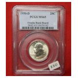 1950 D Washington Silver Quarter PCGS MS65