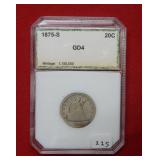 1875 S Seated Liberty Silver Twenty Cent Piece ***