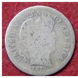1913 S Barber Silver Dime