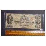 1864 $5 State of Florida Bank Note